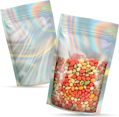 Resealable STANDUP Mylar Hologram Metallic Amazing Bags 4 * 4.7 inches. 100 Pk – Airtight, Waterproof, Zip Lock/heat seal-Opaque Foil Pouch. Food ...