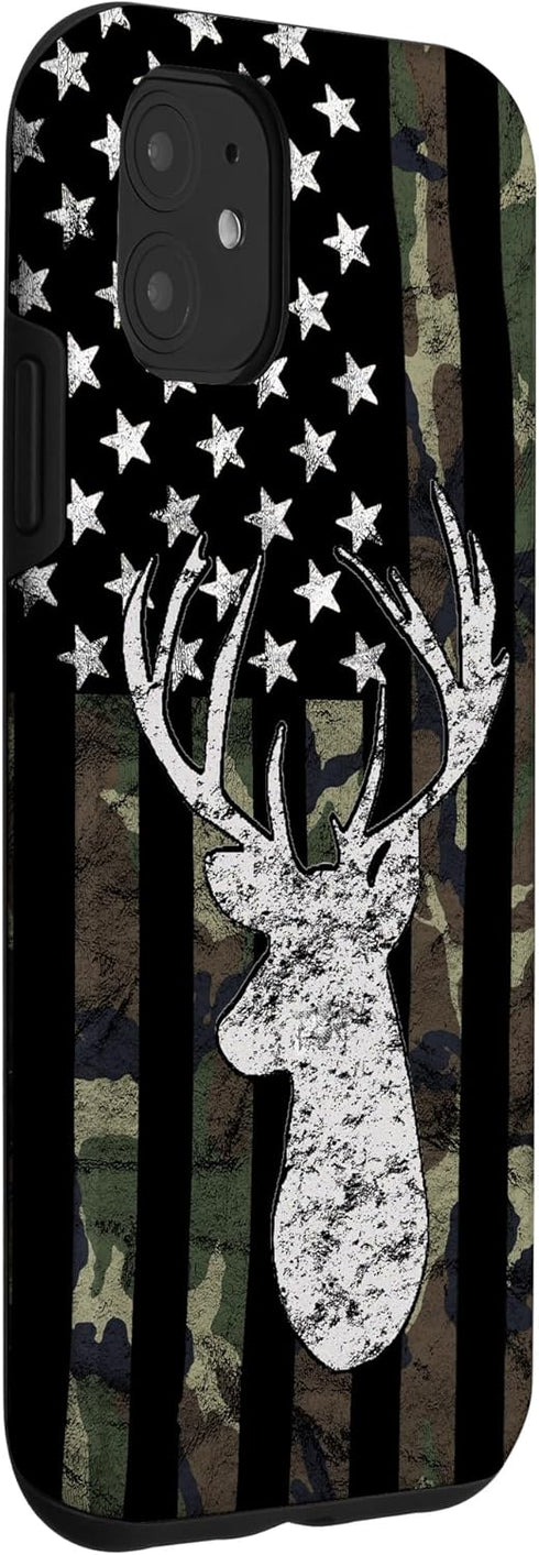 Deer Hunting Camouflage American Flag Whitetail Buck USA Case for iPhone 11...