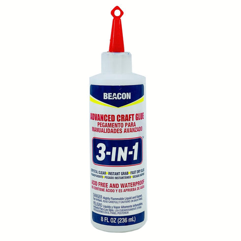 BEACON 3-in-1 Advanced Craft Glue - Fast-Drying, Crystal Clear Adhesive for Wood, Ceramics, Fabrics, and More, 8-Ounce...