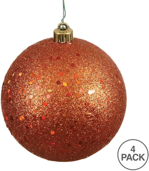 Vickerman 6" Burnished Orange Sequin Ball Ornament, 4 per Bag...