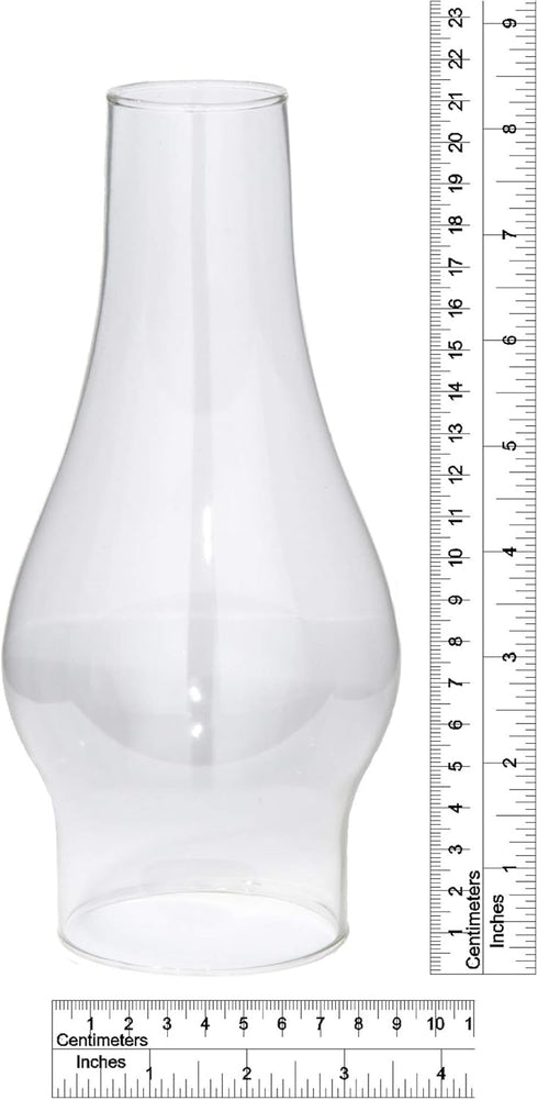B&P Lamp® 3 Inch Base by 8 1/2 Inch Height Clear Glass Oil or Kerosene Lamp Chimney...