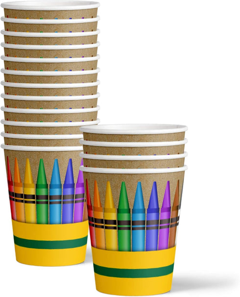 Crayon Birthday Party Supplies Set Plates Napkins Cups Tableware Kit for 16...
