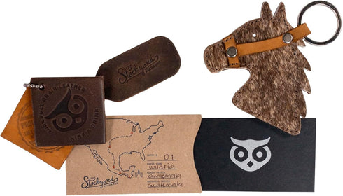 Stallion Head Keychain Handmade from Full Grain Leather - Furry...