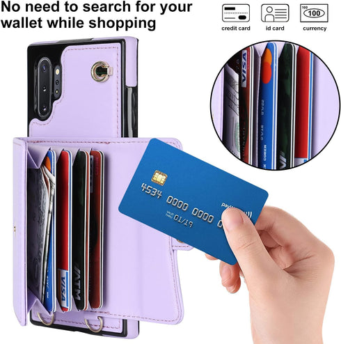 Asuwish Phone Case for Samsung Galaxy Note 10 Plus Note10+ 5G Wallet Cover with RFID Blocking Card Holder Wrist Crossbody Strap Cell Accessories N...