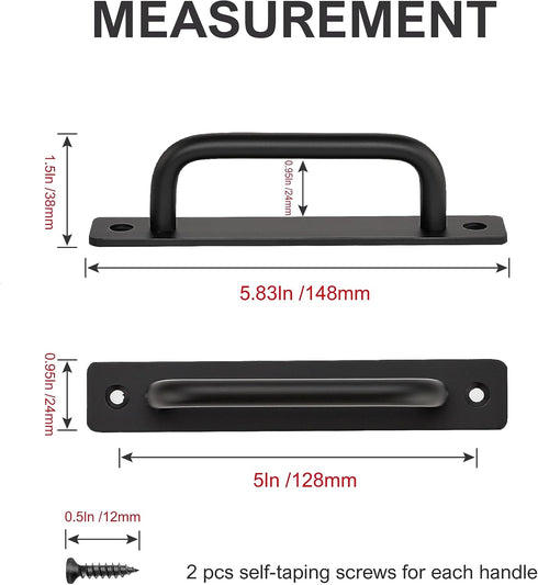 Ravinte Barn Door Handles 4 Pack Sliding Door Handle 5" Hole Center Barn Door Handles Black Cabinet Handles Door Pull Handle Zinc Alloy Door Pulls...
