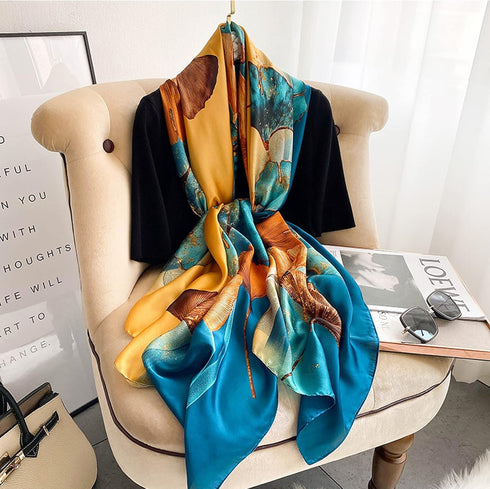 Fashion Scarves 100% Satin Silk Scarf Long Lightweight Sunscreen Shawls Wraps for Women Hair Scarves...