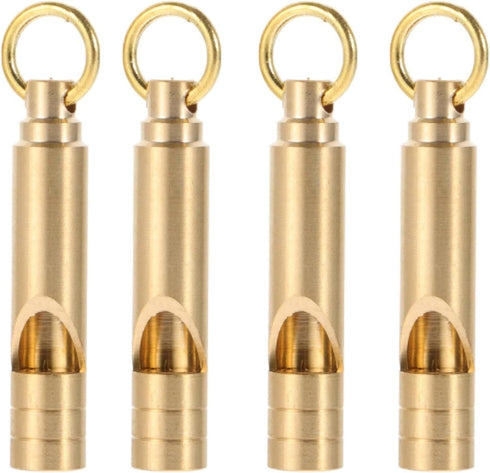 Brass Whistles 4 Pack, Emergency Survival Whistles Loud Safety Whistles for Adults, Self-Defense Whistle for Outdoor Activities, Distress Signal, ...