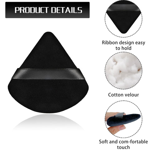 8 Pieces Triangle Powder Puff with 4 Travel Cases, Triangle Makeup Puff, Reusable Velour Cosmetic Foundation Blender Sponge for Loose Powder Body ...