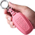 Tukellen for Ford Leather Key Fob Cover with Keychain Compatible with Ford Explorer Mustang Fusion Escape F150 F250 F350 F450 F550 Edge-Pink...