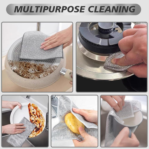 SINLAND Multipurpose Wire Dishwashing Rags Non-Scratch Cleaning Cloths Double-Sided Mesh Metal Wire Cleaning Cloth for Dishes Sinks Counters Stove...