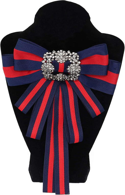 Christmas blue and red bow brooch for women men bowknot costume brooches women jewelry strip bow tie decorations womens corsage collar bow tie bow...