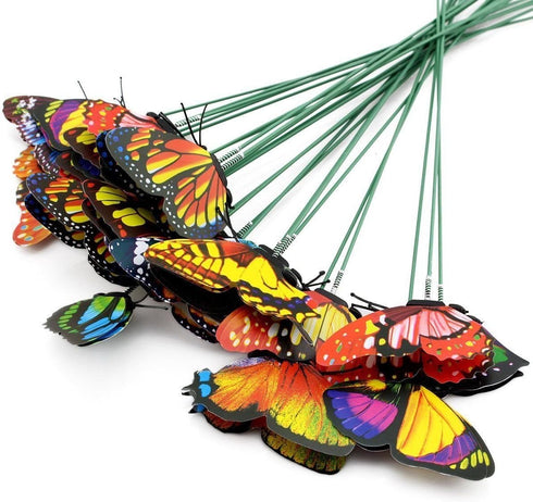 Butterfly Stakes 50pcs Decorative Garden Waterproof Small Butterfly Decor Garden for Plants Flower Beds Plant Pots...