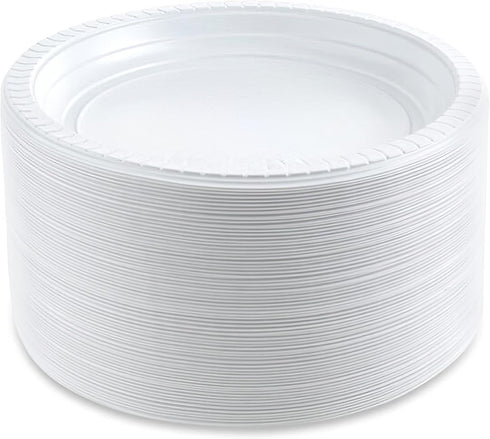 Blue Sky 100 Count Disposable Plastic Plates, 6-Inch, White...