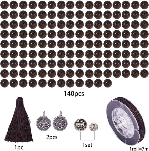 SUNNYCLUE 1 Set 108 Tiger Eye Gemstone Mala Beads/Buddha Beaded Necklace Jewelry Making Kit - DIY Make 1 Hand Knotted Prayer Tassel Pendant Neckla...