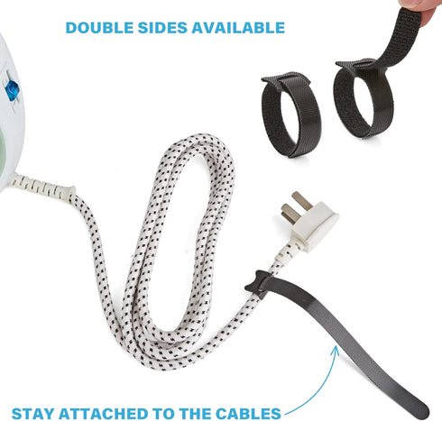 200 PCS Reusable Cable Ties with Hook and Loop, Multi-purpose Adjustable 8 Inch Cable Management Wire Ties Cable Straps for Organizing Home, Offic...