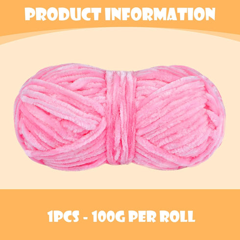 100g Chenille Yarn, Blanket Yarn for Knitting, Soft Chenille Yarn, Crochet Yarn for DIY Craft, Making Sweater, Hat, Blankets (Pink)......
