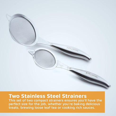 Jean-Patrique Stainless Steel Tea Strainer + Sifter for Baking - Set of 2 - Fine Mesh and Durable Construction...