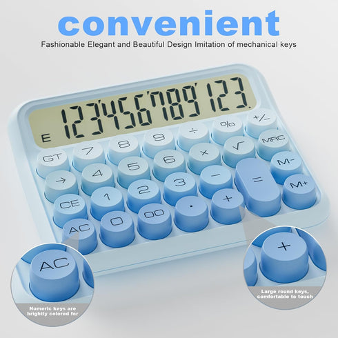 Mechanical Calculator 12 Digit Extra Large 5-Inch LCD Display, DECKLIT Battery Desk Calculator, Big Buttons Easy to Press Office Calculators Deskt...