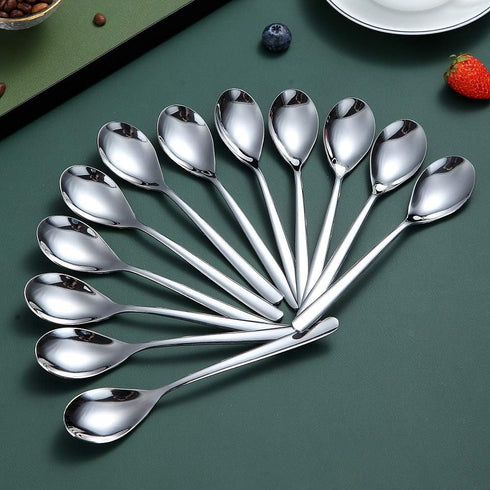 Teaspoons 12 Pieces, Homquen 6.6" Modern Design Stainless Steel Tea Spoons Set, Small Spoon Silver Dishwasher Safe Easy to Clean...