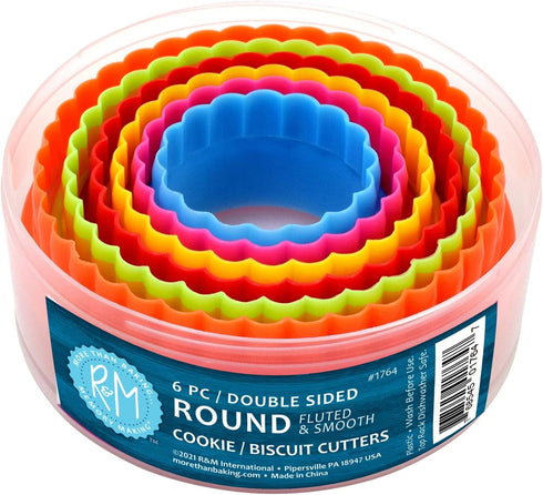 R&M International Round, Set of 6 Cookie & Biscuit Cutter Set, Sizes, Colors may vary...