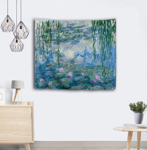 Monet Tapestry Water Lilies Flowers Tapestry Wall Hanging Art Home Decor for Living Room Bedroom Dorm 60 x 40 Inches...