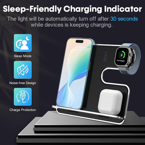 3-in-1 Wireless Charger for Apple Fanboys: Aluminum Alloy Charging Station for iPhone Apple Watch and Airpods - Detachable Travel Charger for Mult...