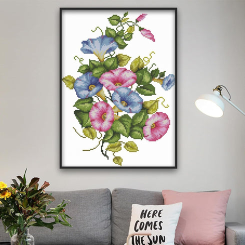 Rosyfoxes Cross Stitch Kits Stamped Full Range of Embroidery Starter Kits for Beginners DIY 11CT 3 Strands - Morning Glory (Printed) 35×44cm...