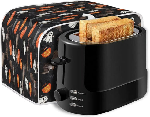 Bat 2 Slice Toaster Covers, Pumpkin Ghost Anti-Sputtering Bread Toaster Cover Toaster Dust Cover, Small Washable Kitchen Appliance Protector, Keep...