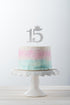 Number 15 Quinceanera Rhinestone Princess Crown Monogram Cake Topper - Sweet 15th Birthday Party (Silver)...