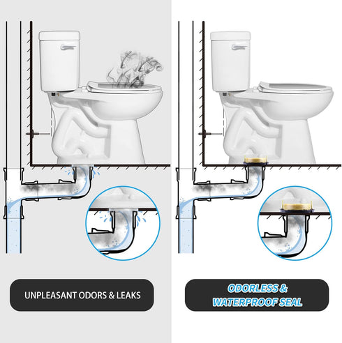 Toilet Flange with Wax Ring for Toilets Replacement Kit Includes Bolts PVC Toilet Flange Repair Kit for 3" or 4" Pipes, Fit Toilet Install & Repai...