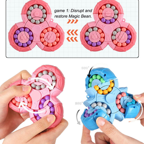 Magic Bean Rotating Brain Teaser Finger Puzzle Toy,Boys Girls Handheld Spinner Stress Anxiety Relief Ball Game Sensory Toys,Gift for Kids Ages 3Ab...