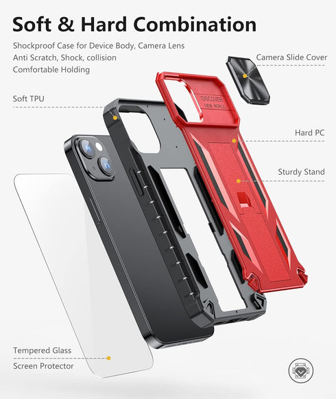 SOiOS for iPhone 13 iPhone14 Case with stand: iPhone 13 iPhone14 Cover with Kickstand | Shockproof Military Grade Protective Cell Phone Case | TPU...