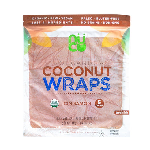 All-Natural, Paleo, Gluten Free, Vegan Non-GMO, Kosher Raw Veggie NUCO Coconut Wraps Cinnamon Flavor. NO Salt Added Low Carb and Yeast Free 5 Coun...
