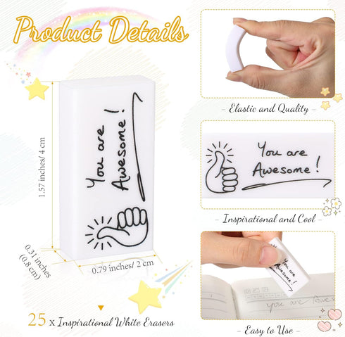 50 Pcs Appreciation Gift for Students 25 Graduation You are Awesome Motivational Pencils 25 White Appreciation Erasers for Kids Drawing Office Wri...