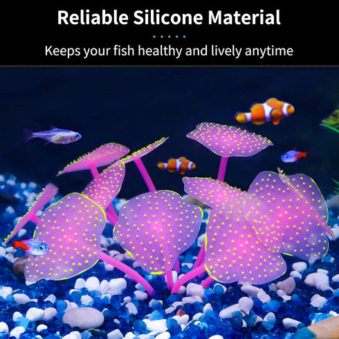 Uniclife Silicone Coral Plant Decorations Glowing Artificial Ornament for Fish Tank Aquarium, Yellow, Ball Shape...