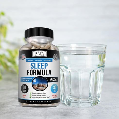 Kaya Naturals - Sleep Support Formula with Melatonin - Aid Support Vitamin Supplement - Sleep Stress and Mood Support - L-Tryptophan, Passion Flow...
