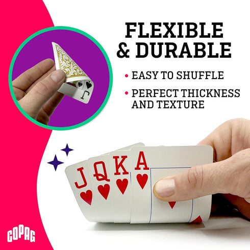 Copag 1546 Neoteric Design 100% Plastic Playing Cards, Bridge Size (Narrow) Green/Red Double Deck Set (Jumbo Index)...
