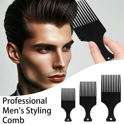 3pcs Wide Comb Black Barber Hair Wide-tooth Thick Head Hair Styling Smooth Lift Brush Brushes Combs, Pick Oil Accessories Plastic Molding Hairstyl...
