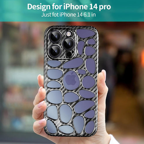 for iPhone 14 Pro Case,Glass Carbon Fiber for iPhone 14 Pro Case 6.1",Phone Case Light Slim 3D Stereo Heat Dissipation for 14 Pro Case,Support Wir...