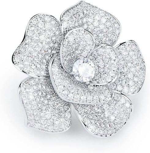 Elegant Crystal Blooming Rose Flower Brooch Lapel Pin Breastpin for Women Birdal Cardigan Hat Scarf Suit Sweater Floral Pins...