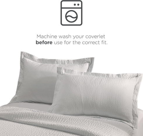 Courtyard by Marriott Textured Pillow Sham - 1 Decorative Pillow Sham with Wash-Activated Ripple Texture Exclusively for Courtyard - White (Queen)...