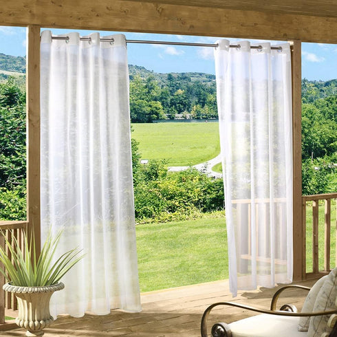 Escape Easy to install Sheer Outdoor Curtain, 54" X 108", Ivory...