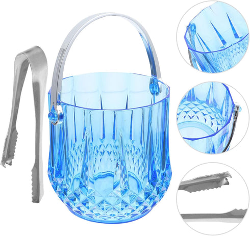 Kichvoe Bar Ice Cube Bucket with Ice Tongs 1150ml Ice Container Bucket Ice Cube Container Storage Bucket Transaprent Beer Bucket For Home Wine Ice...