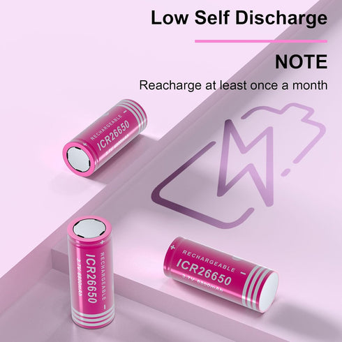 26650 Rechargeable Battery 3.7V 6800mAh Flat Top 2 Pack 26650 Batteries for LED Flashlight Headlamp...