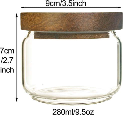 Glass storage jars with wooden lids, food storage jars, glass kitchen jars, transparent containers for coffee bean storage, biscuit/candy/spice/te...