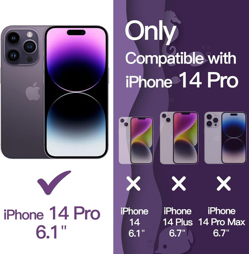 JETech Cute Case for iPhone 14 Pro 6.1-Inch, Wave Frame Curly Shape Shockproof Phone Cover for Women and Girls, Clear Hard PC Back (Deep Purple)...