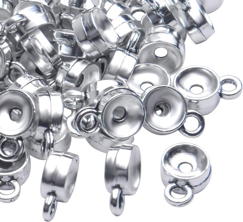 100pcs Tibetan Antique Silver Connectors Bails Beads Column Bail Beads Dangle Hanger Tube Bead with Loop for European Charm Bracelet Pendants Jewe...