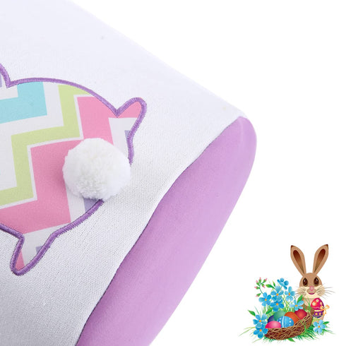 Cootato Easter Bunny Basket Bags for Kids, Stripe Rabbit Pattern Egg Basket Hunt Bags Personalized Canvas Cotton Bucket with Fluffy Tail for Easte...