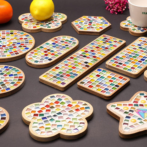 200 Pcs Mosaic Tiles for Crafts Iridescent Crystal Mosaic Glass Tile Focal20 Square Mosaic Tiles Pieces Kits for Adults DIY Picture Frames Handmad...
