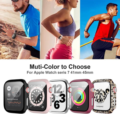 10 Pack Hard Case for Apple Watch Series 8 Series 7 41mm with Built-in Tempered Glass Screen Protector,JZK Thin HD Hard PC Bumper Full Coverage Bu...